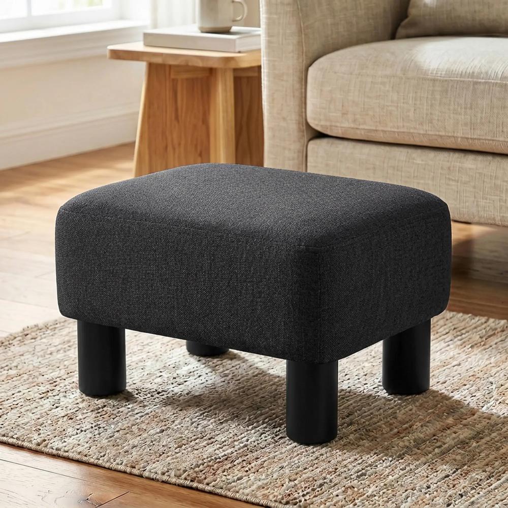 HOMCOM Linen Fabric Footstool Ottoman Cube with 4 Plastic Legs Additional View 35
