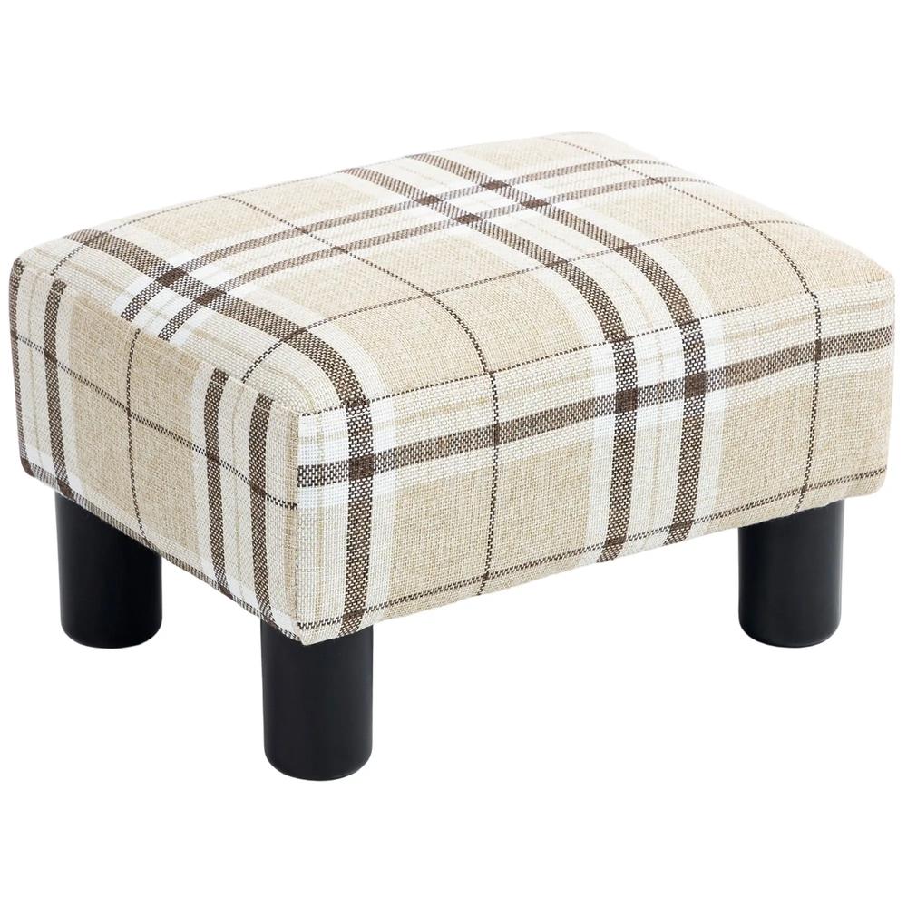 HOMCOM Linen Fabric Footstool Ottoman Cube with 4 Plastic Legs Additional View 37
