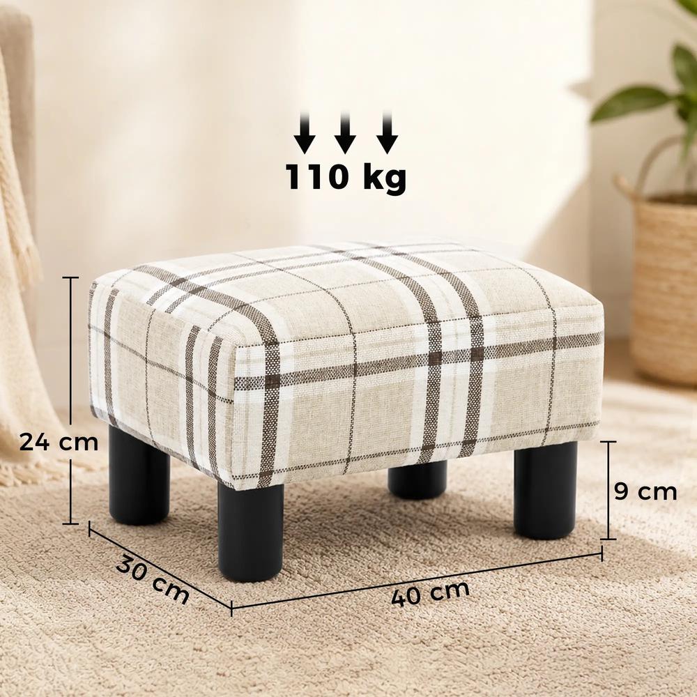 HOMCOM Linen Fabric Footstool Ottoman Cube with 4 Plastic Legs Additional View 39