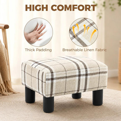 HOMCOM Linen Fabric Footstool Ottoman Cube with 4 Plastic Legs Additional View 40