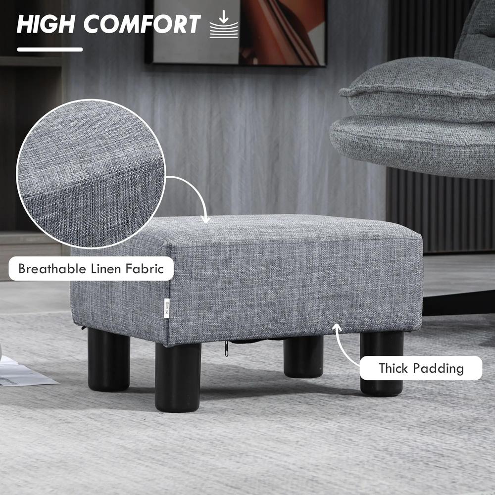 HOMCOM Linen Fabric Footstool Ottoman Cube with 4 Plastic Legs Additional View 4