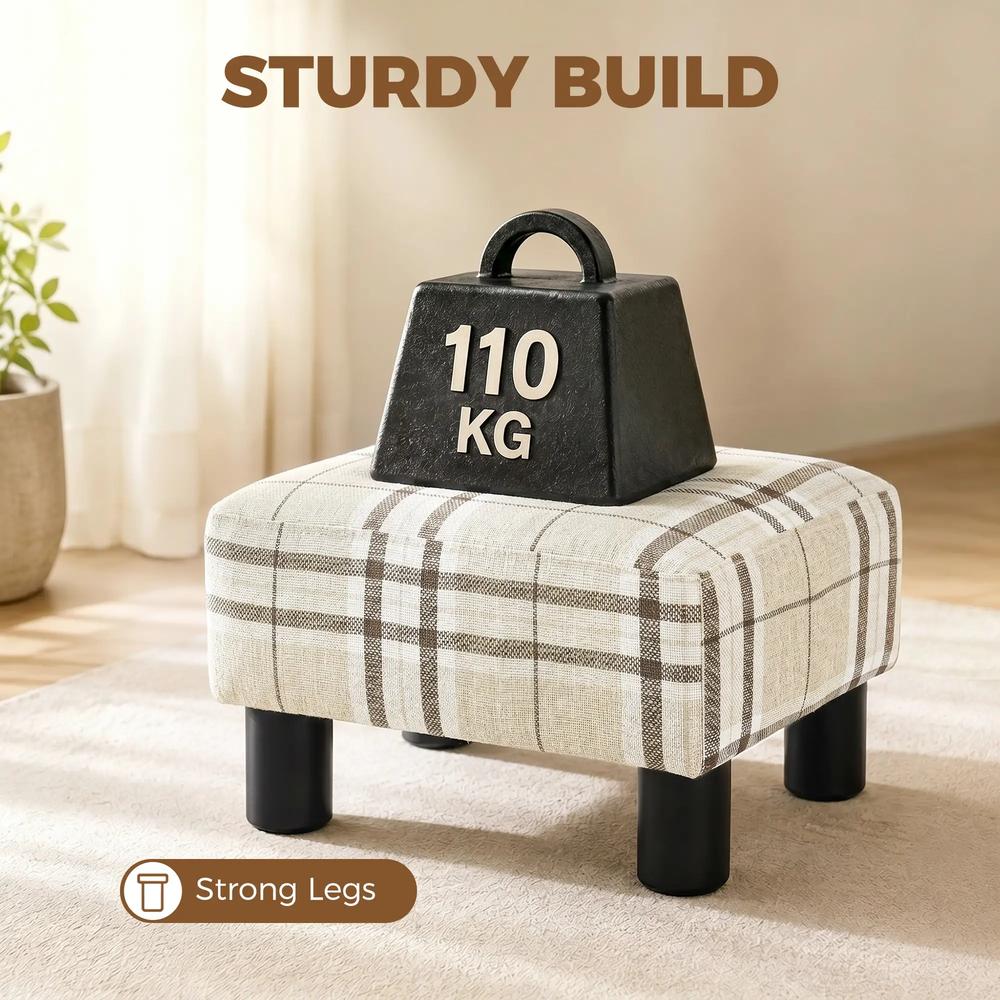 HOMCOM Linen Fabric Footstool Ottoman Cube with 4 Plastic Legs Additional View 41
