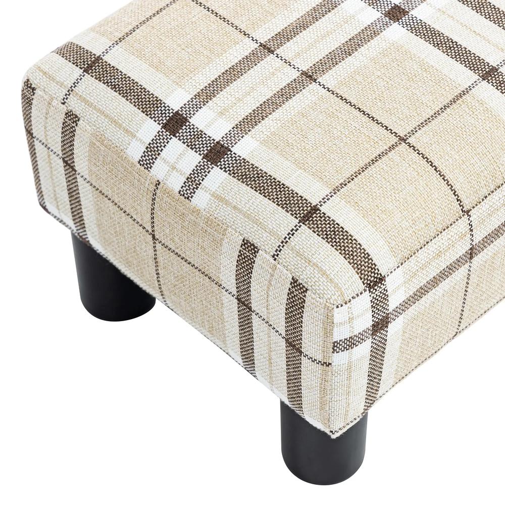 HOMCOM Linen Fabric Footstool Ottoman Cube with 4 Plastic Legs Additional View 46