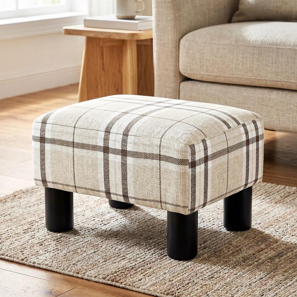 HOMCOM Linen Fabric Footstool Ottoman Cube with 4 Plastic Legs Additional View 50