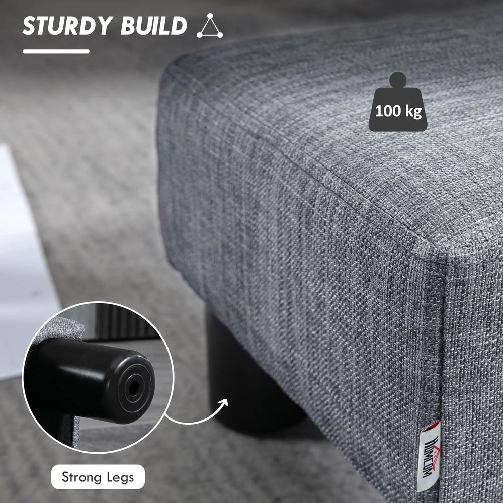 HOMCOM Linen Fabric Footstool Ottoman Cube with 4 Plastic Legs Additional View 5
