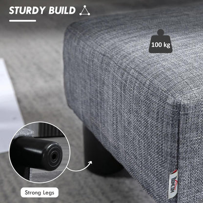 HOMCOM Linen Fabric Footstool Ottoman Cube with 4 Plastic Legs Additional View 5