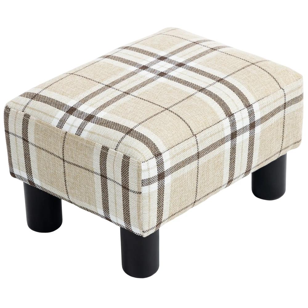 HOMCOM Linen Fabric Footstool Ottoman Cube with 4 Plastic Legs Additional View 51