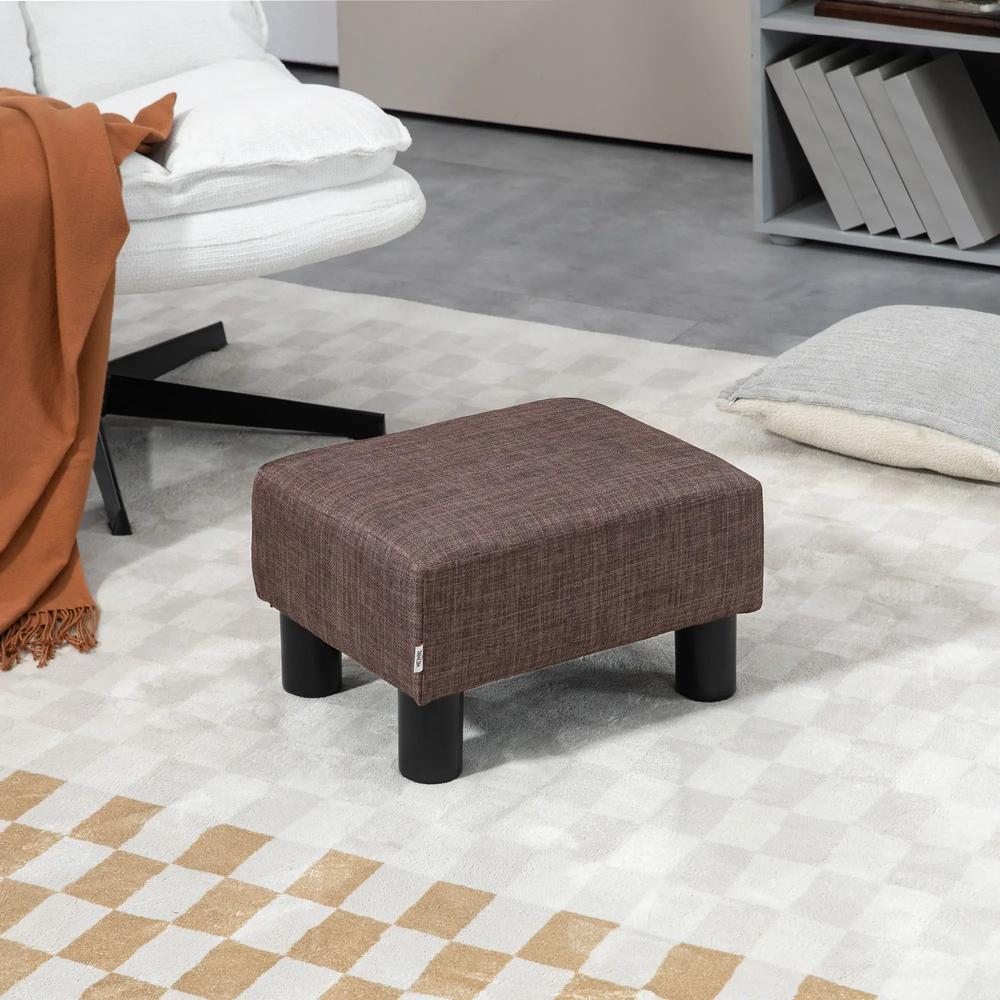 HOMCOM Linen Fabric Footstool Ottoman Cube with 4 Plastic Legs Additional View 53