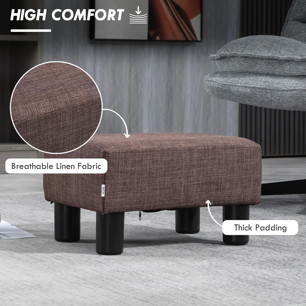 HOMCOM Linen Fabric Footstool Ottoman Cube with 4 Plastic Legs Additional View 55
