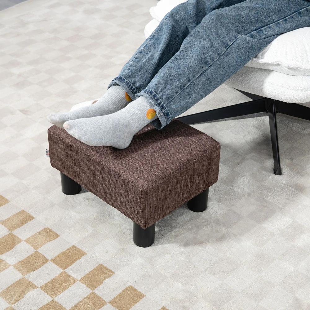HOMCOM Linen Fabric Footstool Ottoman Cube with 4 Plastic Legs Additional View 57