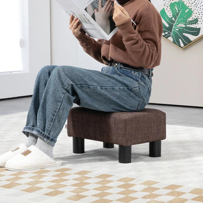 HOMCOM Linen Fabric Footstool Ottoman Cube with 4 Plastic Legs Additional View 58