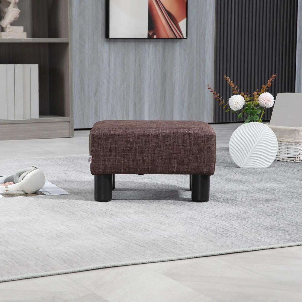 HOMCOM Linen Fabric Footstool Ottoman Cube with 4 Plastic Legs Additional View 59