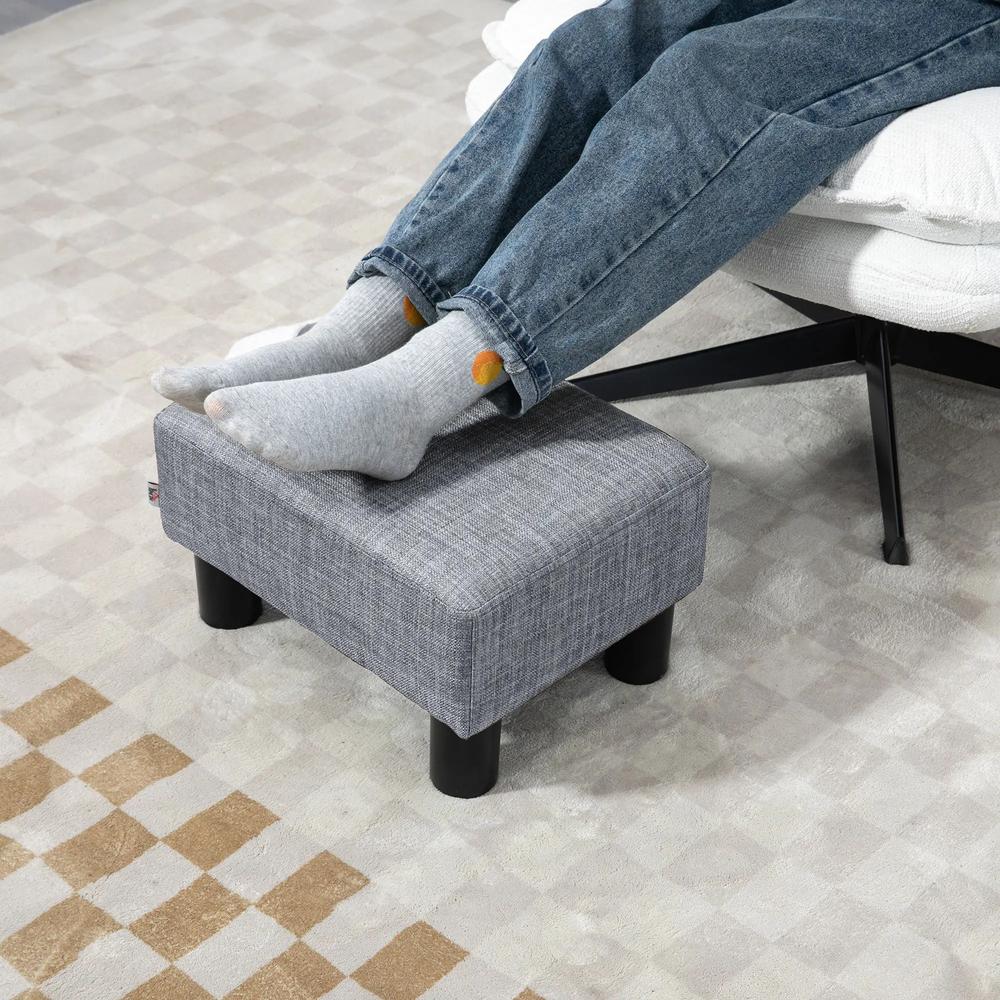 HOMCOM Linen Fabric Footstool Ottoman Cube with 4 Plastic Legs Additional View 6