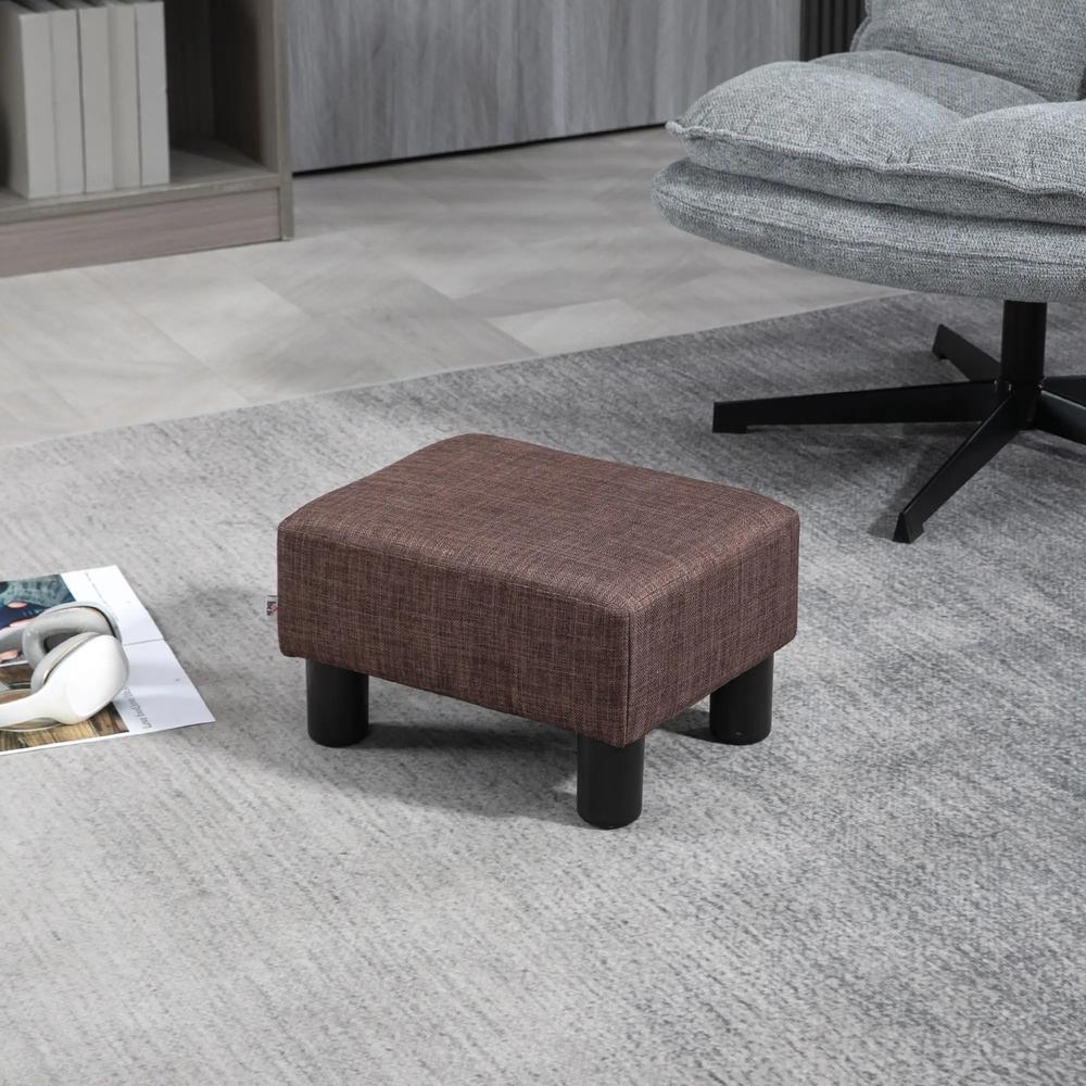 HOMCOM Linen Fabric Footstool Ottoman Cube with 4 Plastic Legs Additional View 61