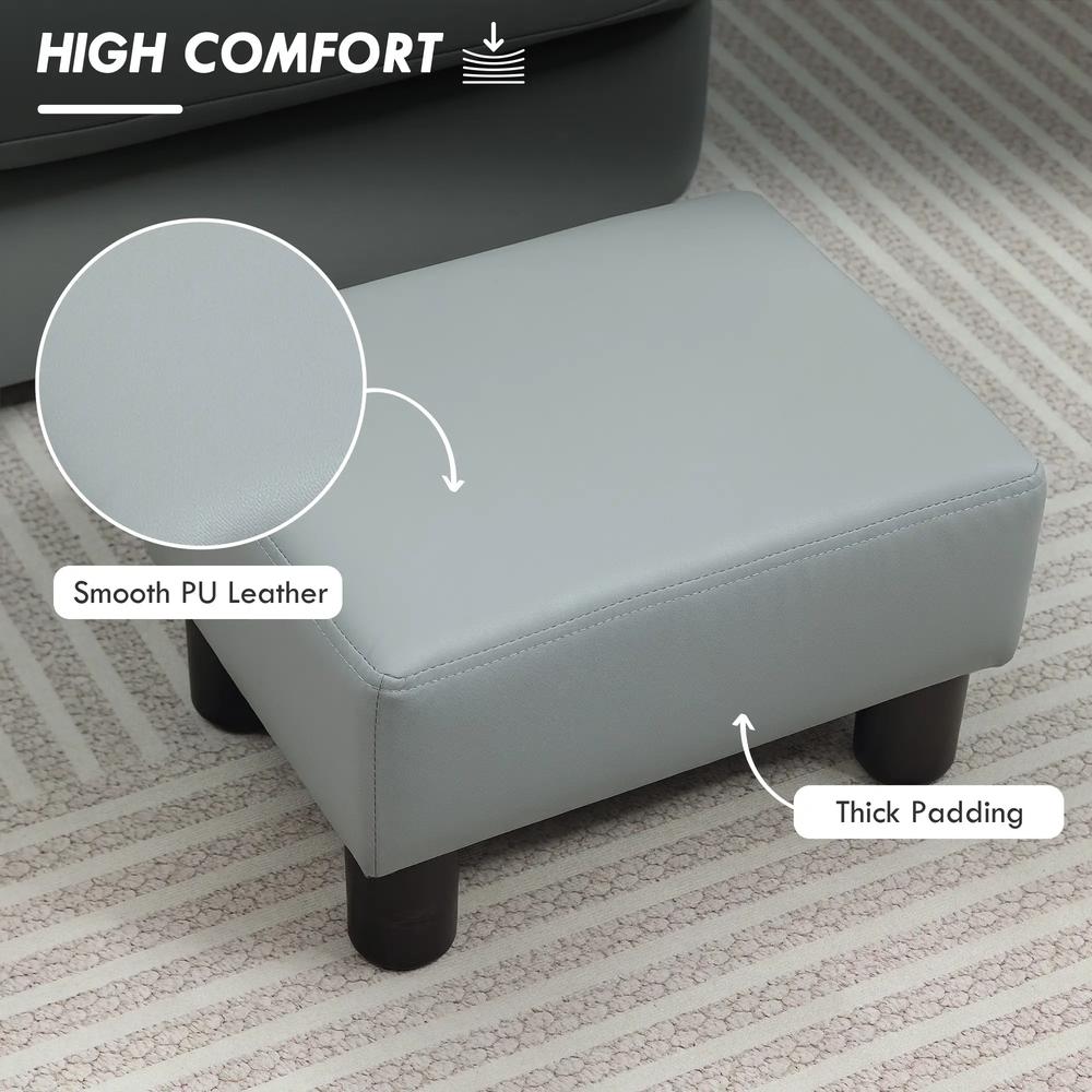 HOMCOM PU Leather Footstool Ottoman Cube with 4 Plastic Legs Additional View 15