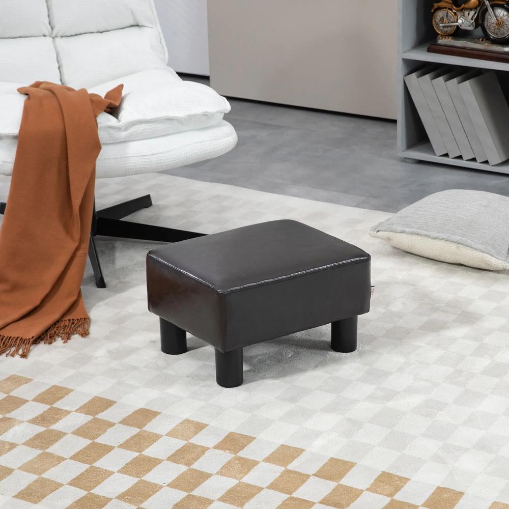 HOMCOM PU Leather Footstool Ottoman Cube with 4 Plastic Legs Additional View 2