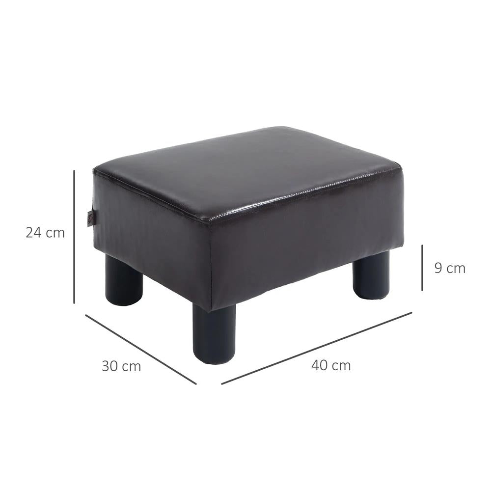 HOMCOM PU Leather Footstool Ottoman Cube with 4 Plastic Legs Additional View 3