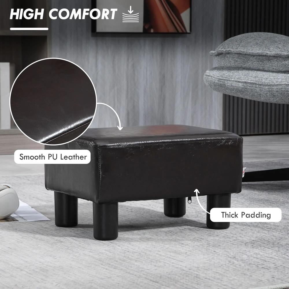 HOMCOM PU Leather Footstool Ottoman Cube with 4 Plastic Legs Additional View 4