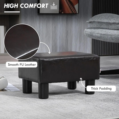 HOMCOM PU Leather Footstool Ottoman Cube with 4 Plastic Legs Additional View 4
