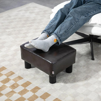 HOMCOM PU Leather Footstool Ottoman Cube with 4 Plastic Legs Additional View 6