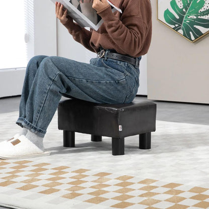 HOMCOM PU Leather Footstool Ottoman Cube with 4 Plastic Legs Additional View 7