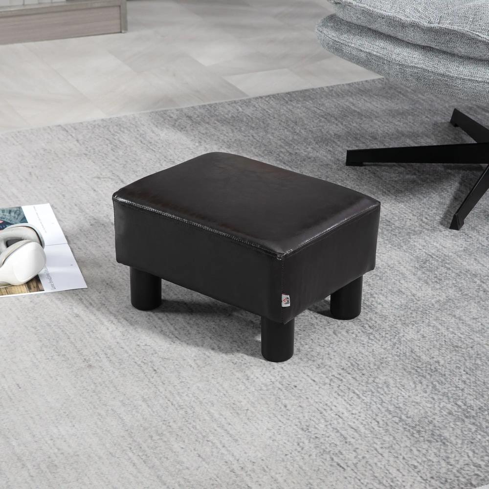 HOMCOM PU Leather Footstool Ottoman Cube with 4 Plastic Legs Additional View 10