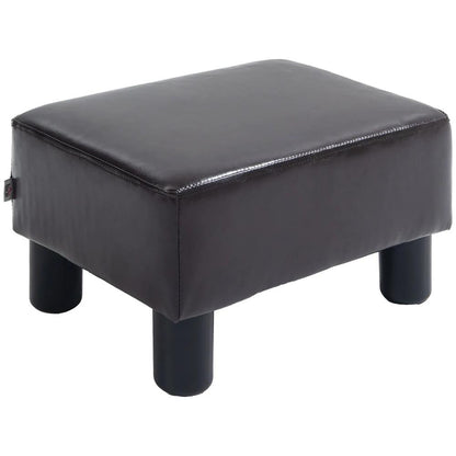 HOMCOM PU Leather Footstool Ottoman Cube with 4 Plastic Legs