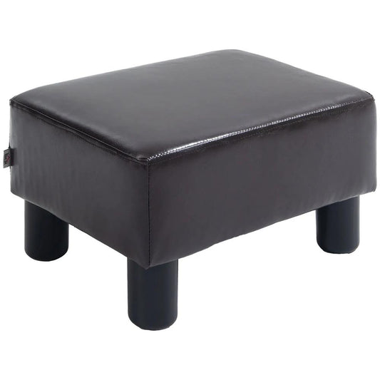 HOMCOM PU Leather Footstool Ottoman Cube with 4 Plastic Legs