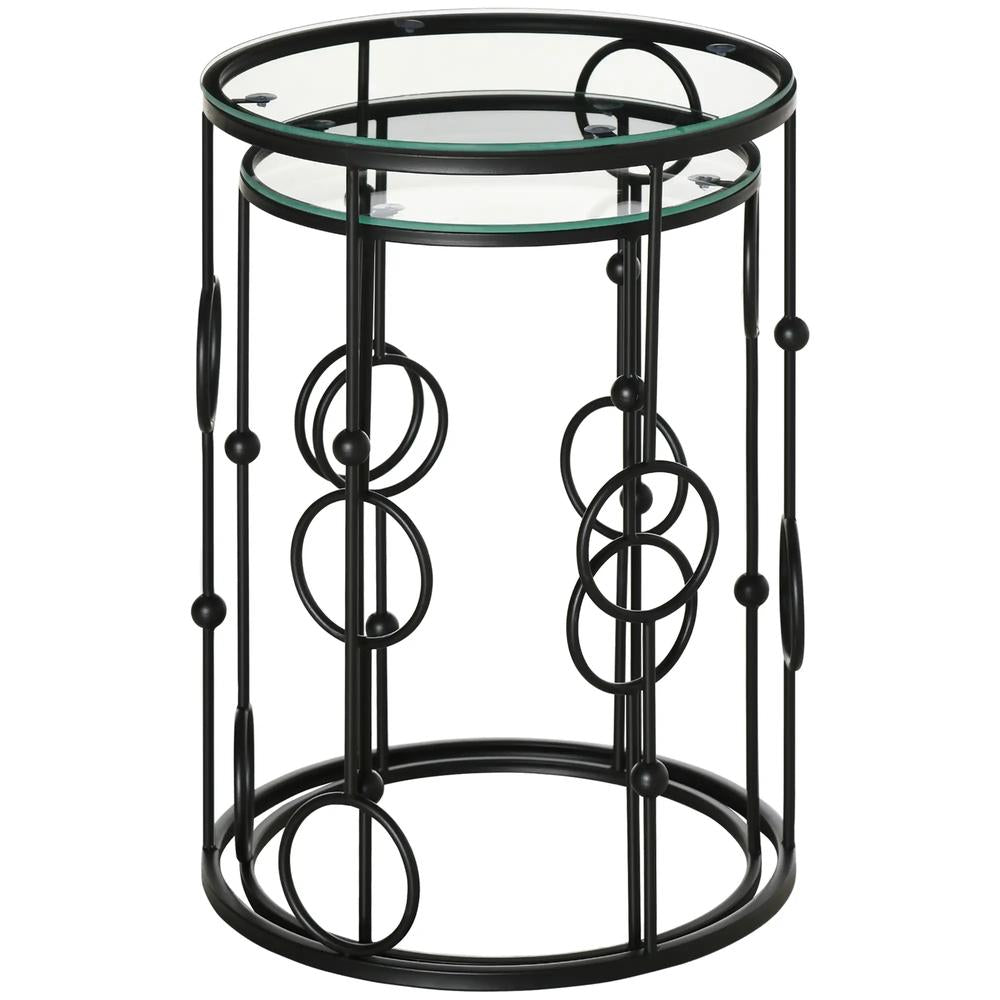 HOMCOM Nesting Round Coffee Table Set of 2 Additional View 11