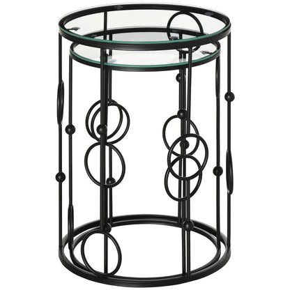 HOMCOM Nesting Round Coffee Table Set of 2 Additional View 11