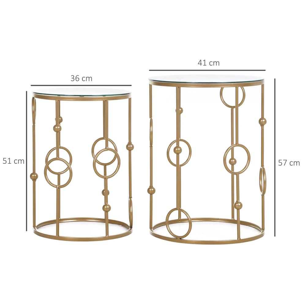 HOMCOM Nesting Round Coffee Table Set of 2 Additional View 14