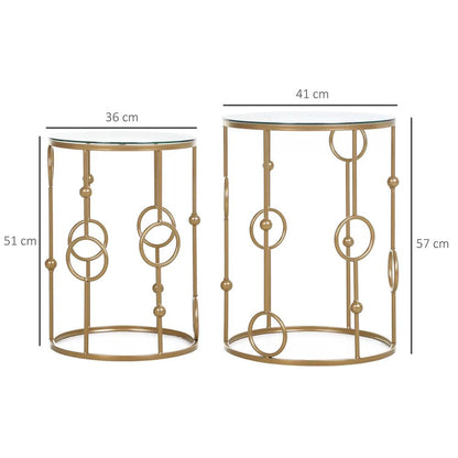 HOMCOM Nesting Round Coffee Table Set of 2 Additional View 14