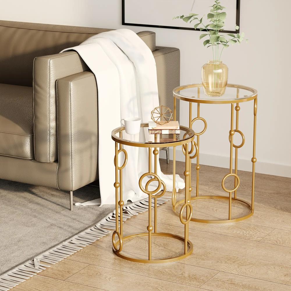 HOMCOM Nesting Round Coffee Table Set of 2 Additional View 15