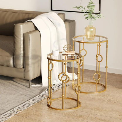 HOMCOM Nesting Round Coffee Table Set of 2 Additional View 15