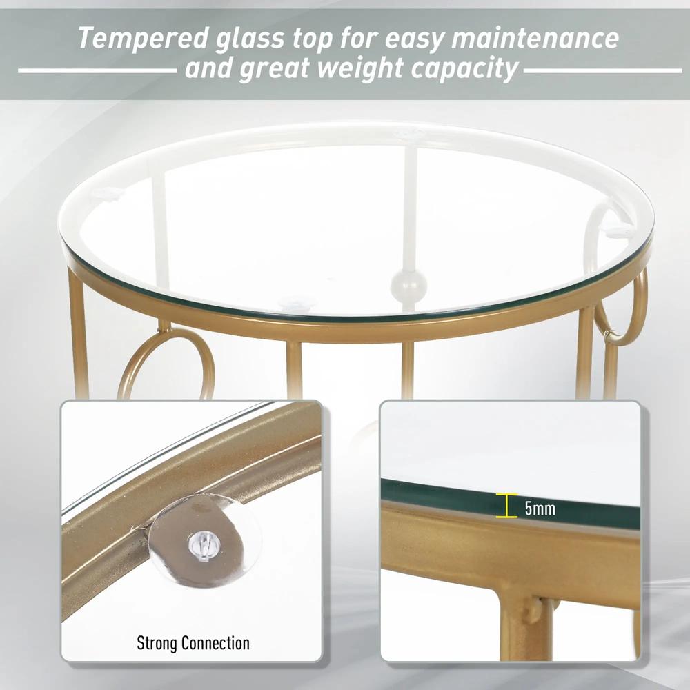 HOMCOM Nesting Round Coffee Table Set of 2 Additional View 17