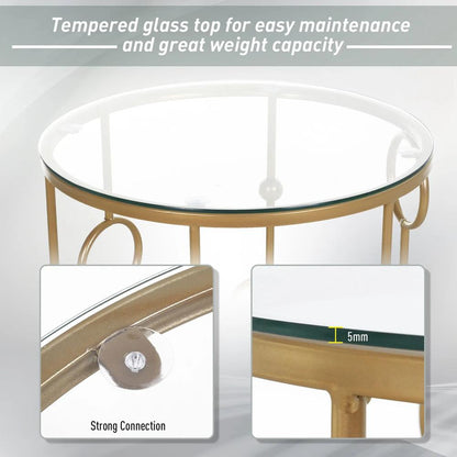 HOMCOM Nesting Round Coffee Table Set of 2 Additional View 17
