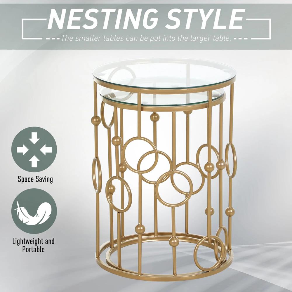 HOMCOM Nesting Round Coffee Table Set of 2 Additional View 18