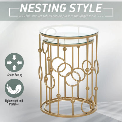 HOMCOM Nesting Round Coffee Table Set of 2 Additional View 18