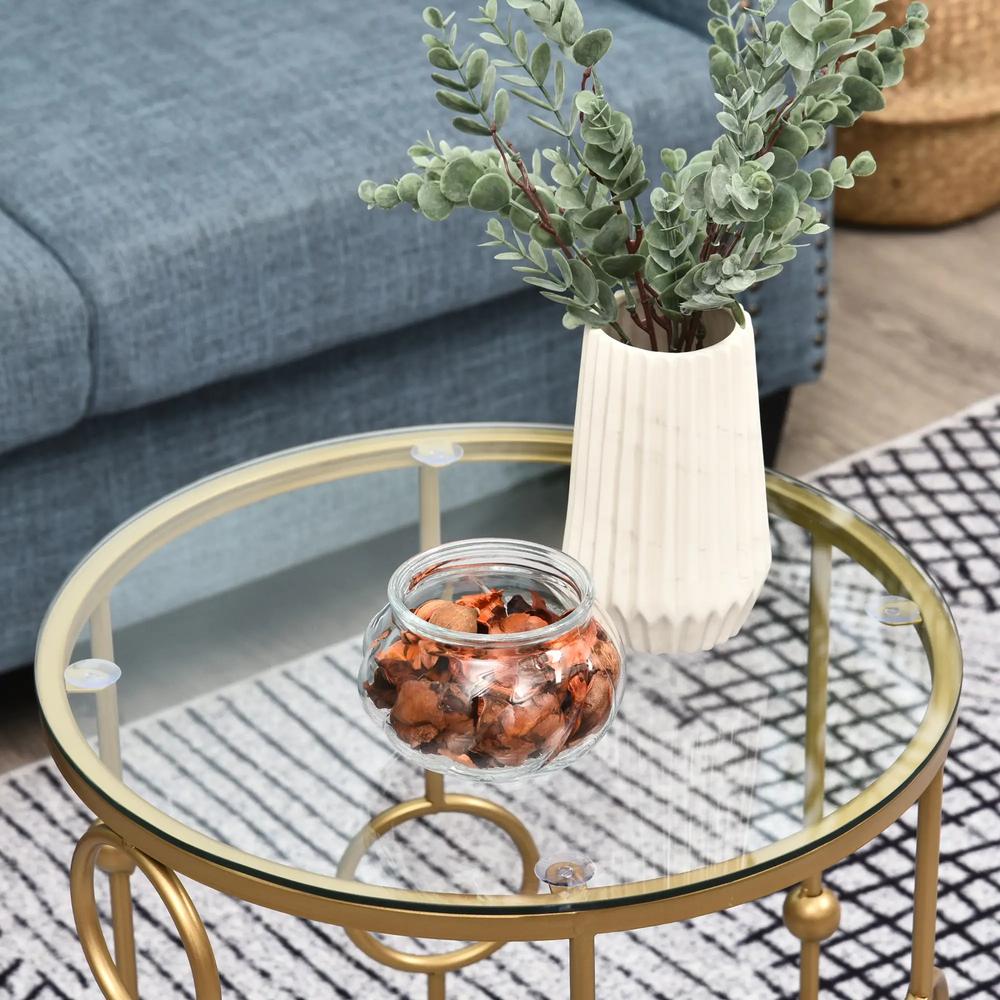 HOMCOM Nesting Round Coffee Table Set of 2 Additional View 19