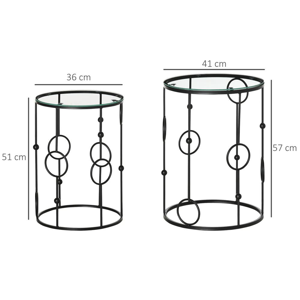 HOMCOM Nesting Round Coffee Table Set of 2 Additional View 3