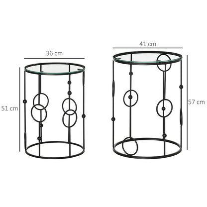 HOMCOM Nesting Round Coffee Table Set of 2 Additional View 3