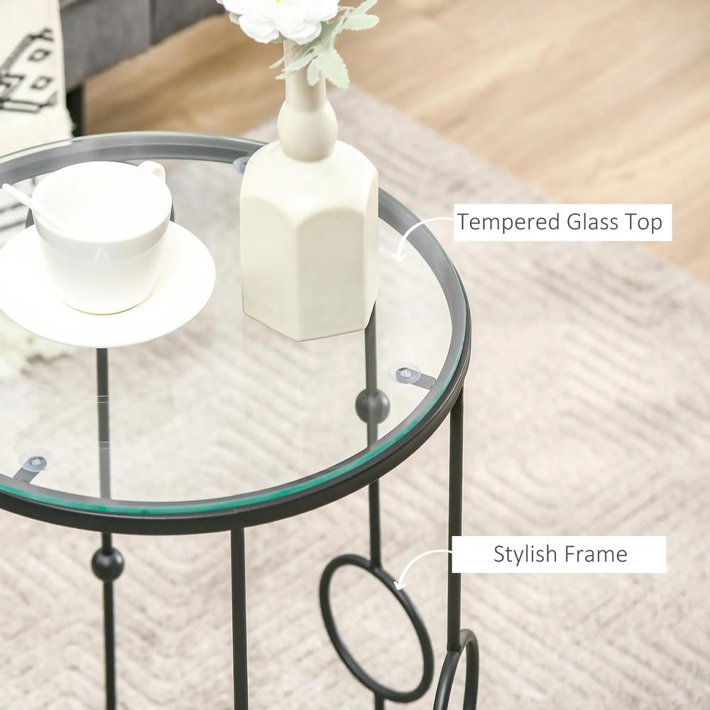 HOMCOM Nesting Round Coffee Table Set of 2 Additional View 5