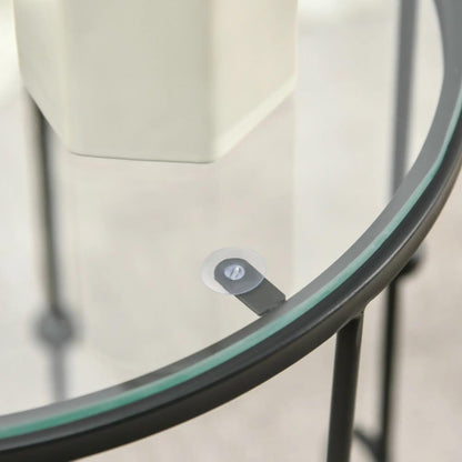 HOMCOM Nesting Round Coffee Table Set of 2 Additional View 7