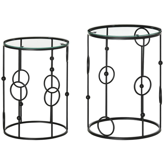 HOMCOM Nesting Round Coffee Table Set of 2