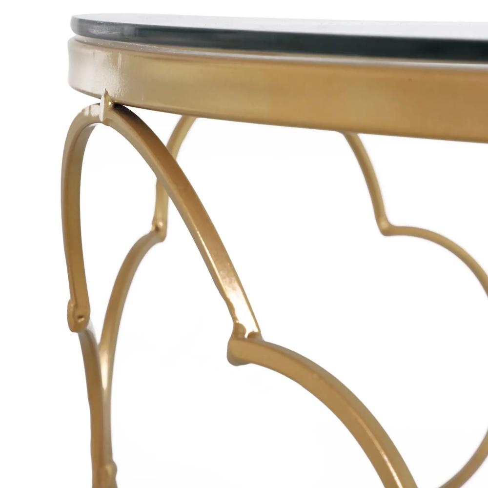 HOMCOM Nesting Tables Set of 2, Modern Stacking Side End Table with Tempered Glass Top, Metal Frame for Living Room Bedroom Office, Gold Tone Additional View 9