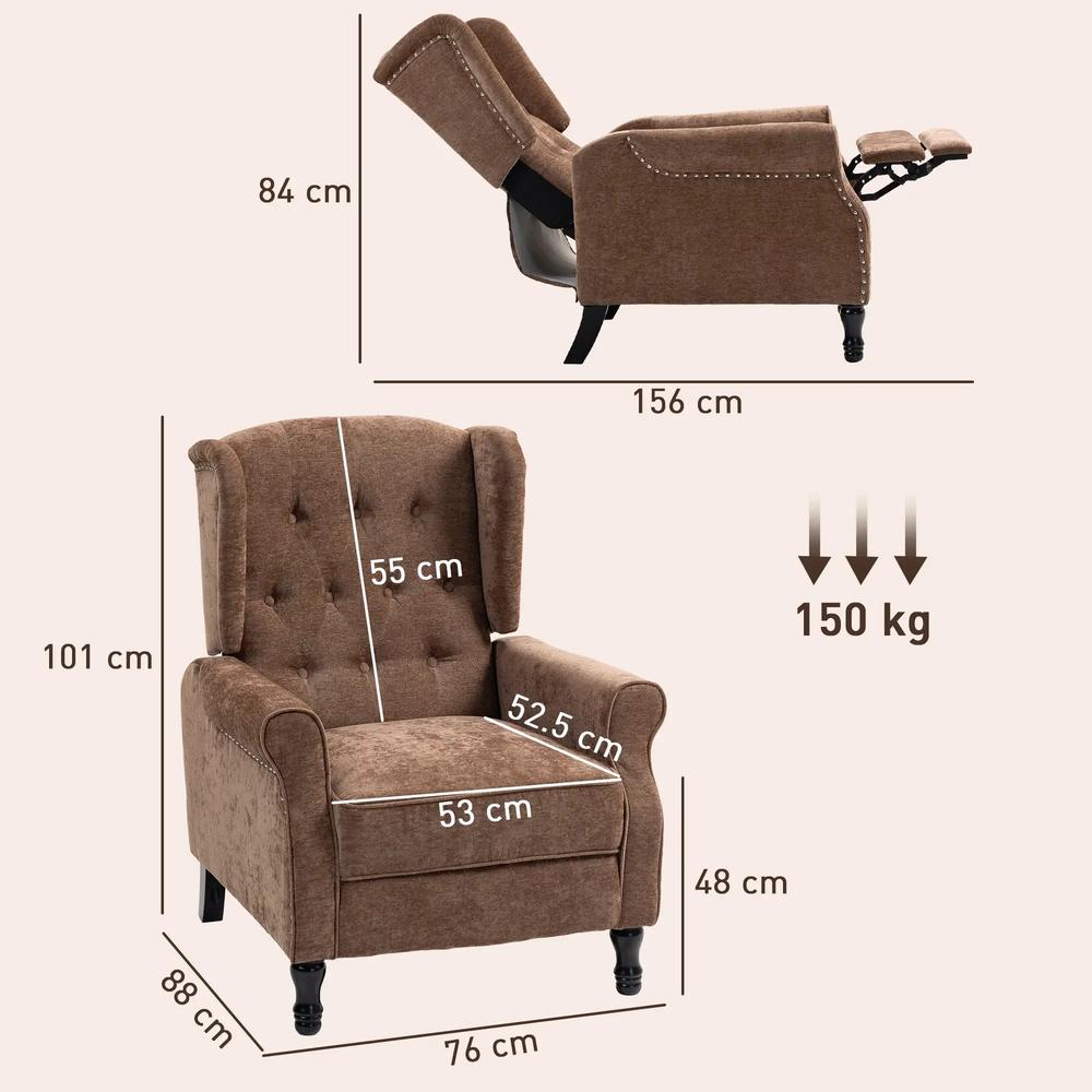 HOMCOM 150&deg; Reclining Vintage Armchair, with footrest Additional View 16