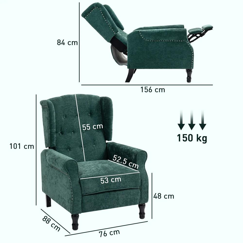HOMCOM 150&deg; Reclining Vintage Armchair, with footrest Additional View 27