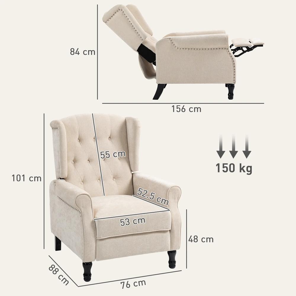 HOMCOM 150&deg; Reclining Vintage Armchair, with footrest Additional View 3