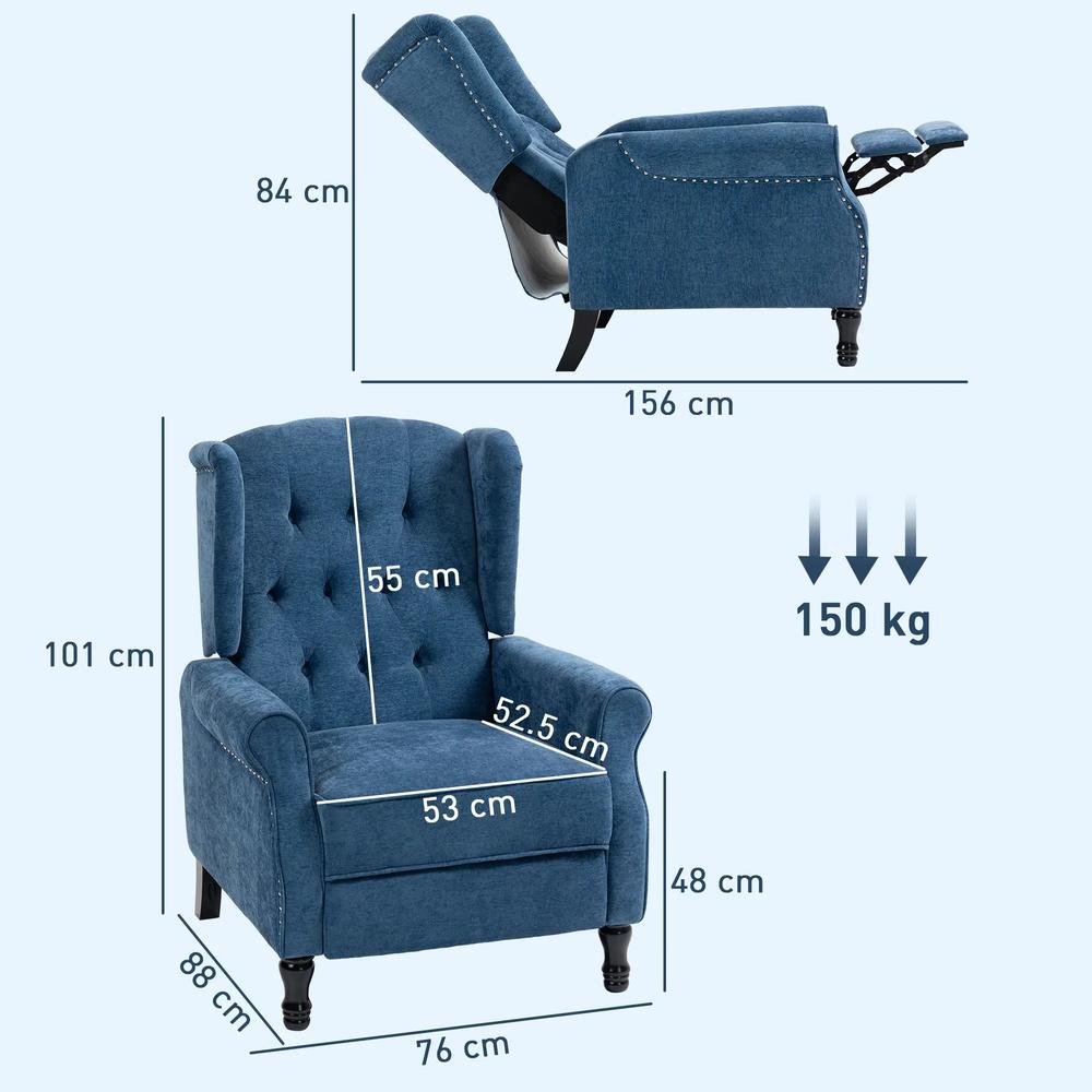 HOMCOM 150&deg; Reclining Vintage Armchair, with footrest Additional View 38