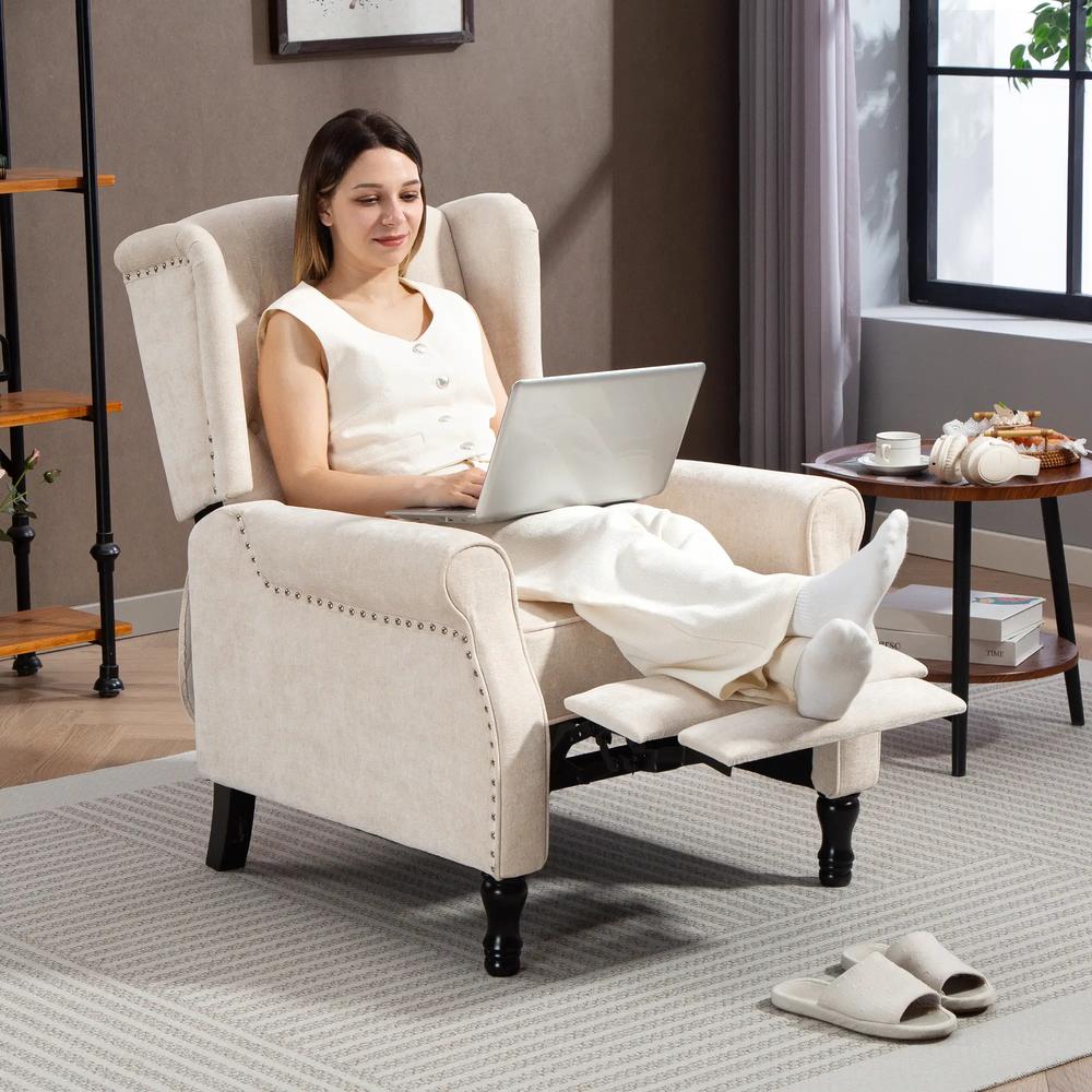 HOMCOM 150&deg; Reclining Vintage Armchair, with footrest Additional View 7